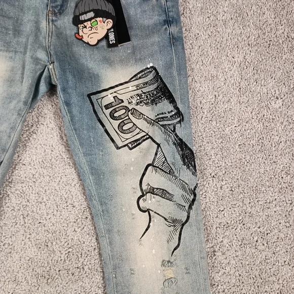 NEW Tulones Currency Collection Men's Dust Wash Denim Jeans 34 Waist NWT - Picture 1 of 15